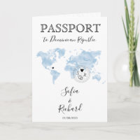Boda Pasaporte de Destino Invita Mapa del Mundo Az