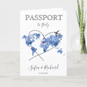 Invitación Boda Pasaporte de Destino Invita Mapa del Mundo Az