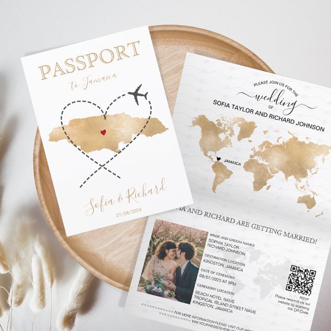 Invitación Boda Pasaporte de destino Jamaica Map QR Code (Subido por el creador)