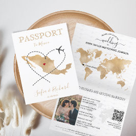 Invitación Boda Pasaporte de destino Mapa de México Código QR