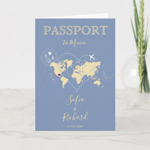 Invitación Boda Pasaporte de destino Mapa mundial de bebé azu