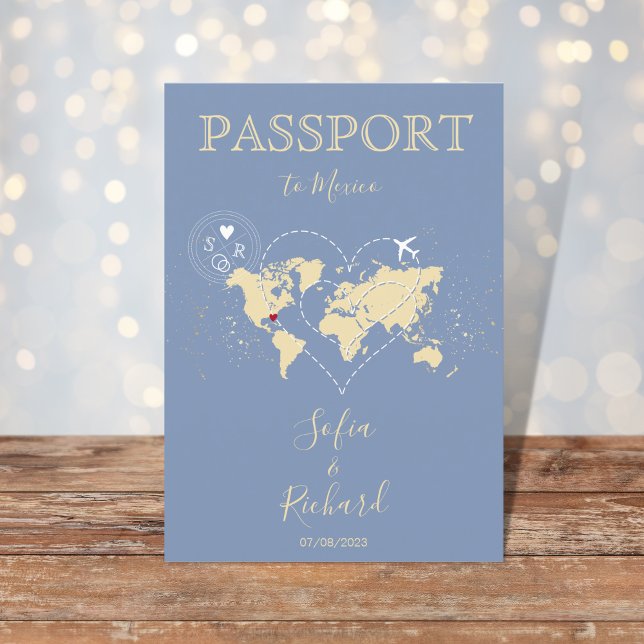 Invitación Boda Pasaporte de destino Mapa mundial de bebé azu (Subido por el creador)