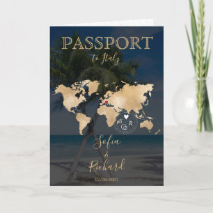 Invitación Boda Pasaporte de Destino Mapa Mundial Playa Palm