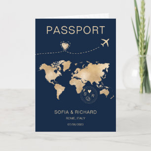 Invitación Boda Pasaporte de Destino Plano Mundial de Mapa de