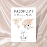 Invitación Boda Pasaporte de destino Rubor World Map Peach<br><div class="desc">Moderno y elegante Destino Boda de Invitación al Mapa Mundial,  como pasaporte. Mapa del mundo de las acuarelas</div>