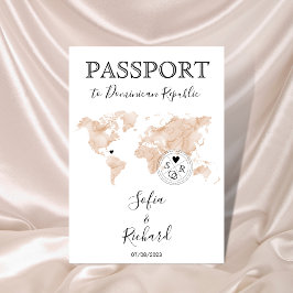 Invitación Boda Pasaporte de destino Rubor World Map Peach