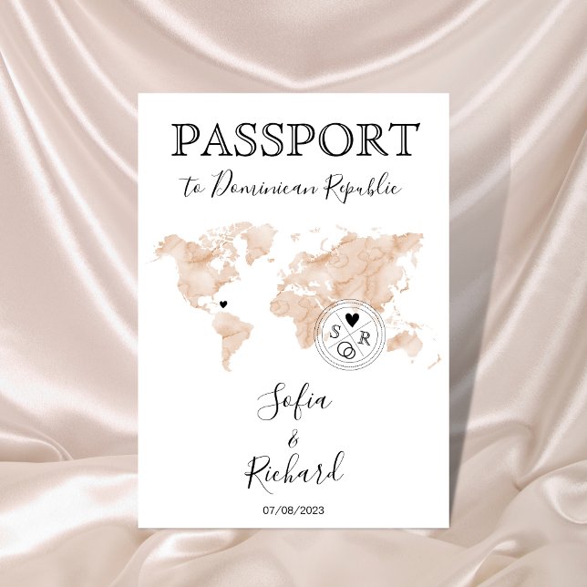 Invitación Boda Pasaporte de destino Rubor World Map Peach (Subido por el creador)
