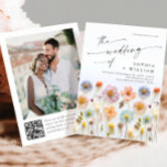 Invitación Boda Pastel de Boho Rosa Wildflowers código QR Fot<br><div class="desc">Para una mayor personalización, haga clic en "Personalizar esta plantilla" y, a continuación, en "Editar usando la herramienta de diseño". Estiloso editable fácil de usar plantillas de boda, más artículos disponibles en la tienda (invitaciones, rsvp, tarjetas de agradecimiento, papel y decoración). Si necesita ayuda o elementos coincidentes, por favor contáctame....</div>