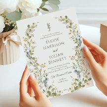 Boda Pastel de Flor Silvestre Elegante Verde