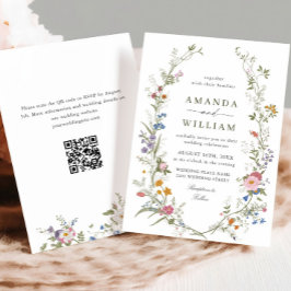 Invitación Boda Pastel de Flores Silvestres Bohemias Rosadas