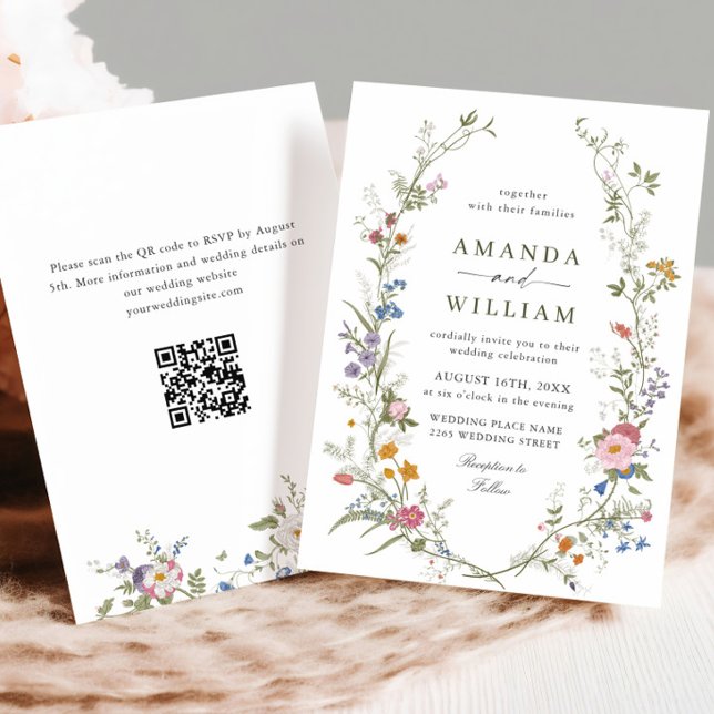 Invitación Boda Pastel de Flores Silvestres Bohemias Rosadas (Subido por el creador)