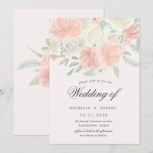 Invitación boda pastel floral de primavera clara