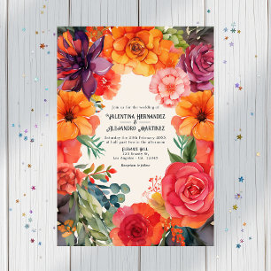 Invitación Boda Pastel Floral Fiesta con detalles Código QR