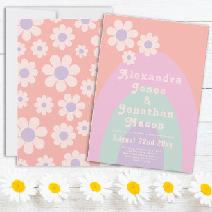 Invitación Boda Pastel moderno Retro 70
