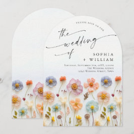 Invitación Boda Pastel Pink Boho Wildflowers