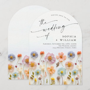 Invitación Boda Pastel Pink Boho Wildflowers