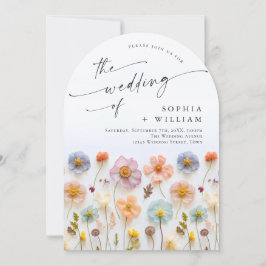 Invitación Boda Pastel Pink Boho Wildflowers