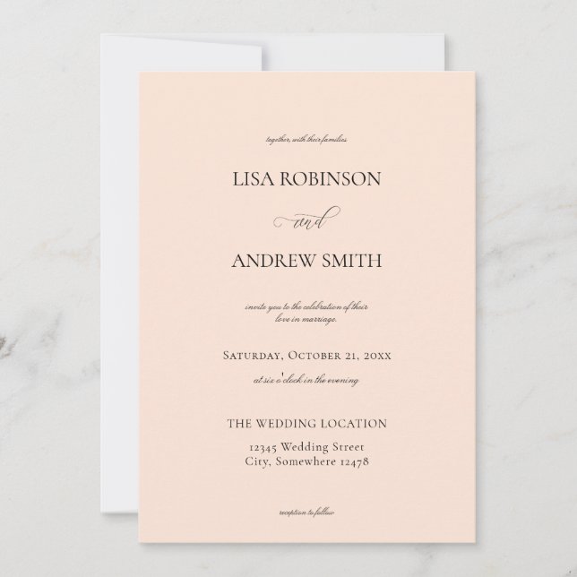 Invitación Boda Pastel rosa Rubor (Anverso)