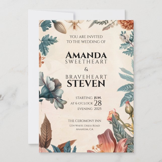 Invitación Boda Pastel y Floral (Anverso)