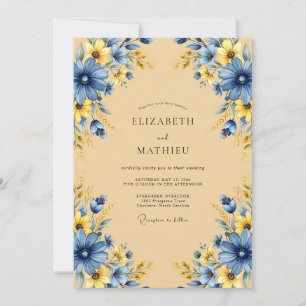 Invitación Boda pastoral de prado en azul marino