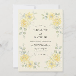 Invitación Boda pastoral de primavera en amarillo suave