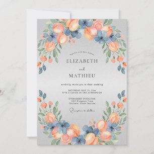 Invitación Boda pastoral de verano en azul polvoriento