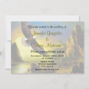 Invitación Boda Patriótica Rústica Escénica de Águila Calva