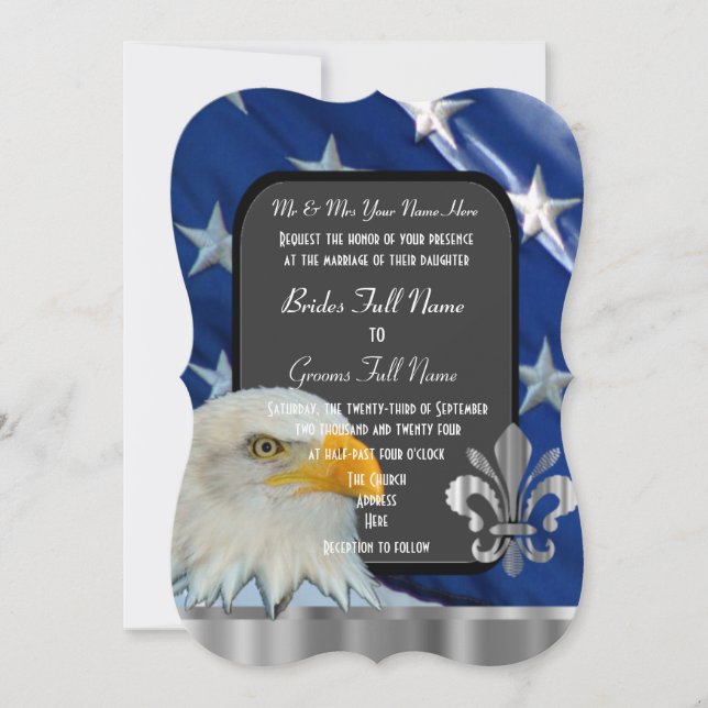 Invitación Boda patriótico de la bandera americana y del (Anverso)