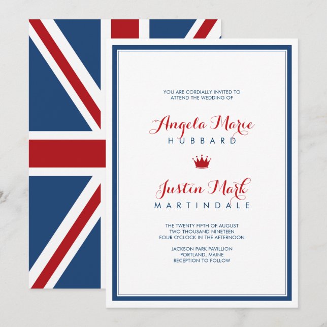 Invitación Boda Patriótico de la Bandera de la Bandera de la  (Anverso / Reverso)