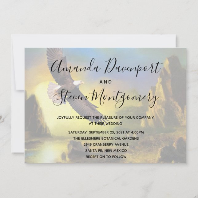 Invitación Boda patriótico del águila calvásica rusa escénica (Anverso)