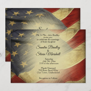 Invitación Boda Patriótico Militar Americano de Bandera de Vi