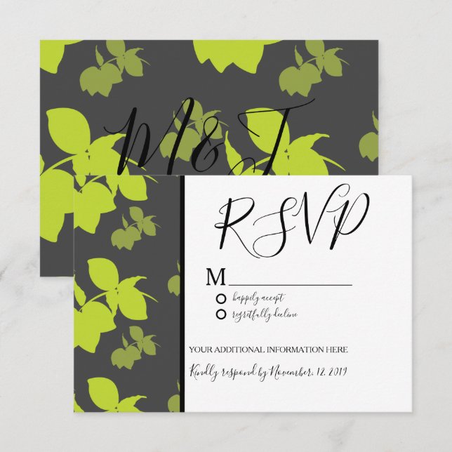 Invitación Boda Patrón Gris Seamless Limón Lima (Anverso / Reverso)