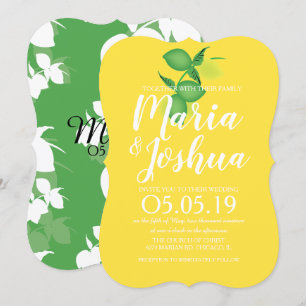 Invitación Boda Patrón Silo Limón Verde Amarillo Fresco