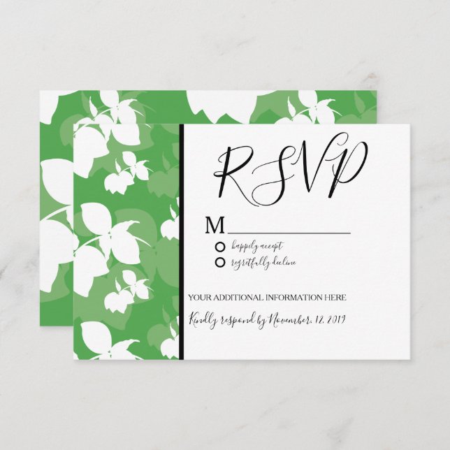 Invitación Boda Patrón Verde Sin Costuras Silo Limón Lima (Anverso / Reverso)