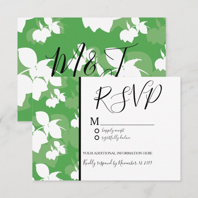 Invitación Boda patrón verde sin fisuras Silo Lemon Lime (Anverso / Reverso)