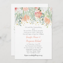 Boda Peach and Green Floral Gold Sparkles
