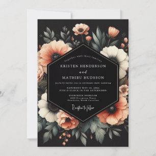 Invitación Boda Peach Noir Bloom