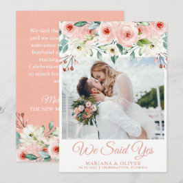 Invitación boda Peach White Floral