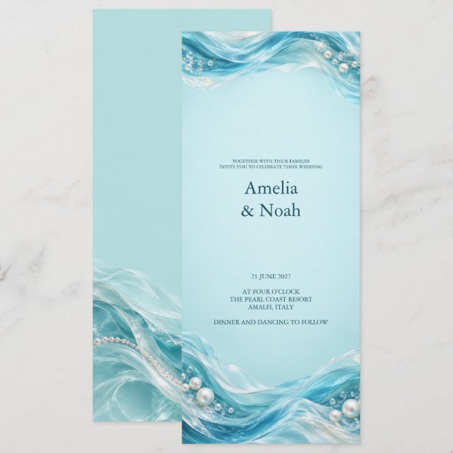 Invitación Boda Pearl Tide Costera (Anverso / Reverso)