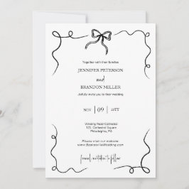 Invitación Boda peculiar mínimo de la curva dibujada a mano