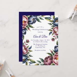 Invitación Boda Peony de la Marina de Borgoña en Rubor