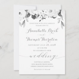 Invitación Boda Peony de la verde negra y blanca