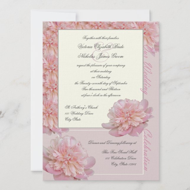 Invitación Boda Peony Rosa (Anverso)