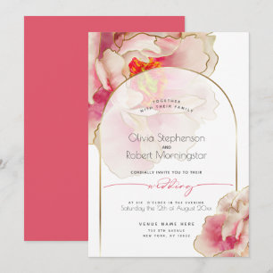 Invitación BODA   Peony Rosa de coral exótico