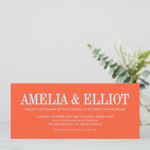 Invitación Boda Persimmon Blue Sobrenombre Grande Ancho