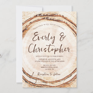 Invitación Boda personalizable de corte de madera rústica