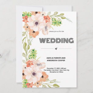 Invitación Boda Personalizada Acuarela Floral