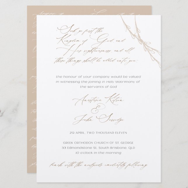 Invitación Boda personalizada Anastasia & John Surridge (Anverso / Reverso)