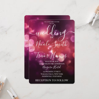 Invitación Boda Personalizada con Brillo Rosa Oscuro Pretty B