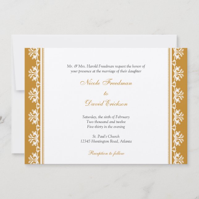 Invitación Boda personalizada de borde de abadejo marrón (Anverso)